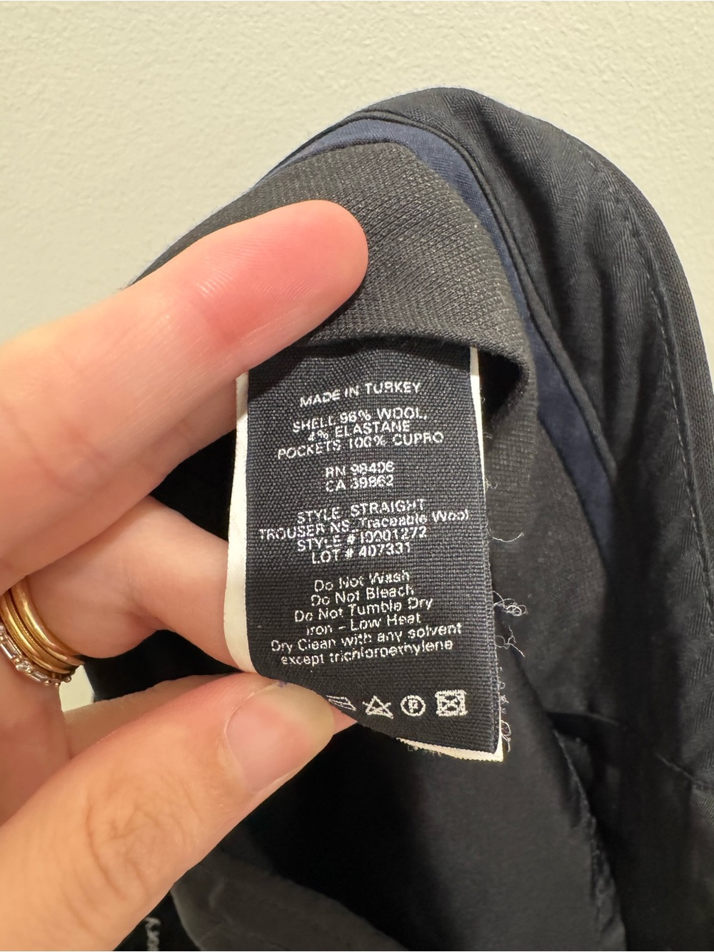 Theory Straight Tro Black Wool Blend Tailored Straight Leg Dress Pants Size 2 - Picture 8 of 11